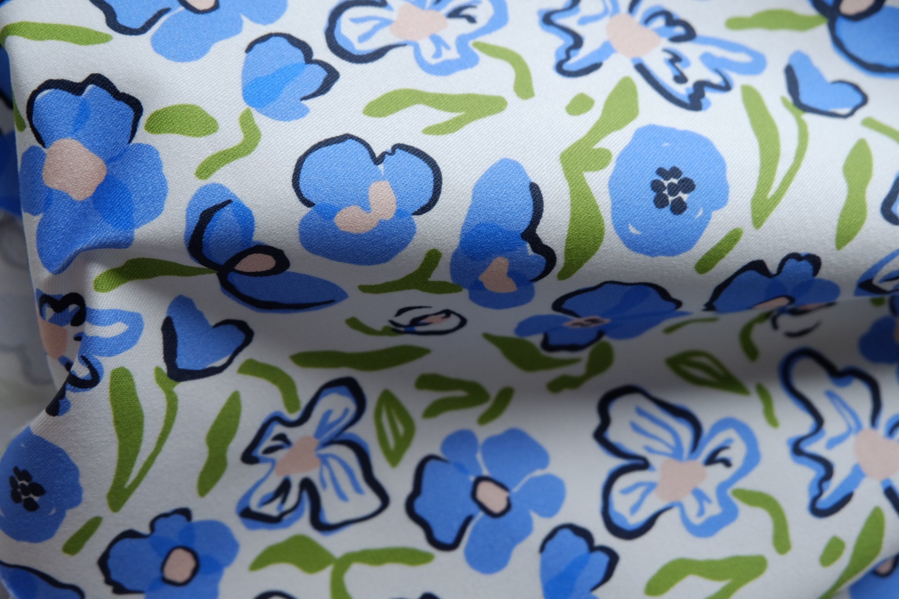 Blue Floral Cotton Twill – 2.2 yd