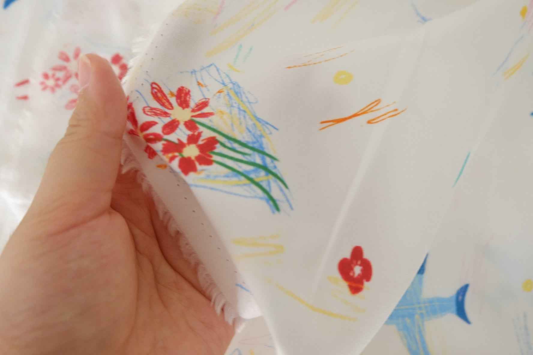 Whimsical Bird & Flower Cotton Fabric – 3.3 yd