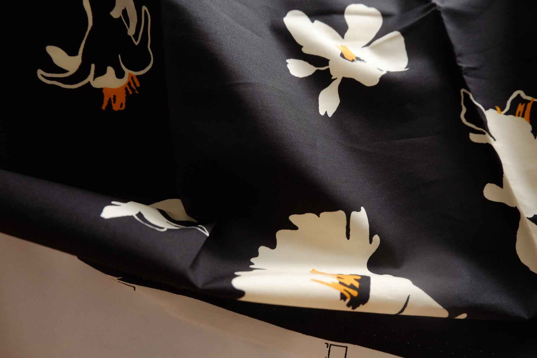 Black Lily Crisp Cotton Poplin Fabric - 2.19 yd
