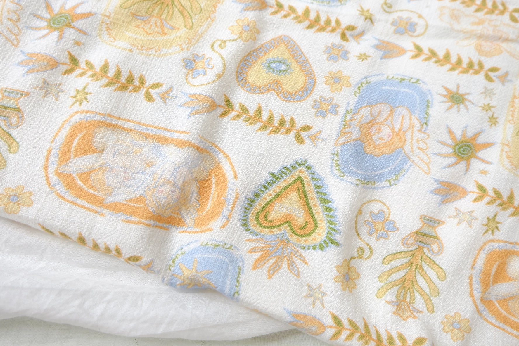 Washed Pastel Storybook Linen Cotton Rayon Blend Fabric - 1.64 yd