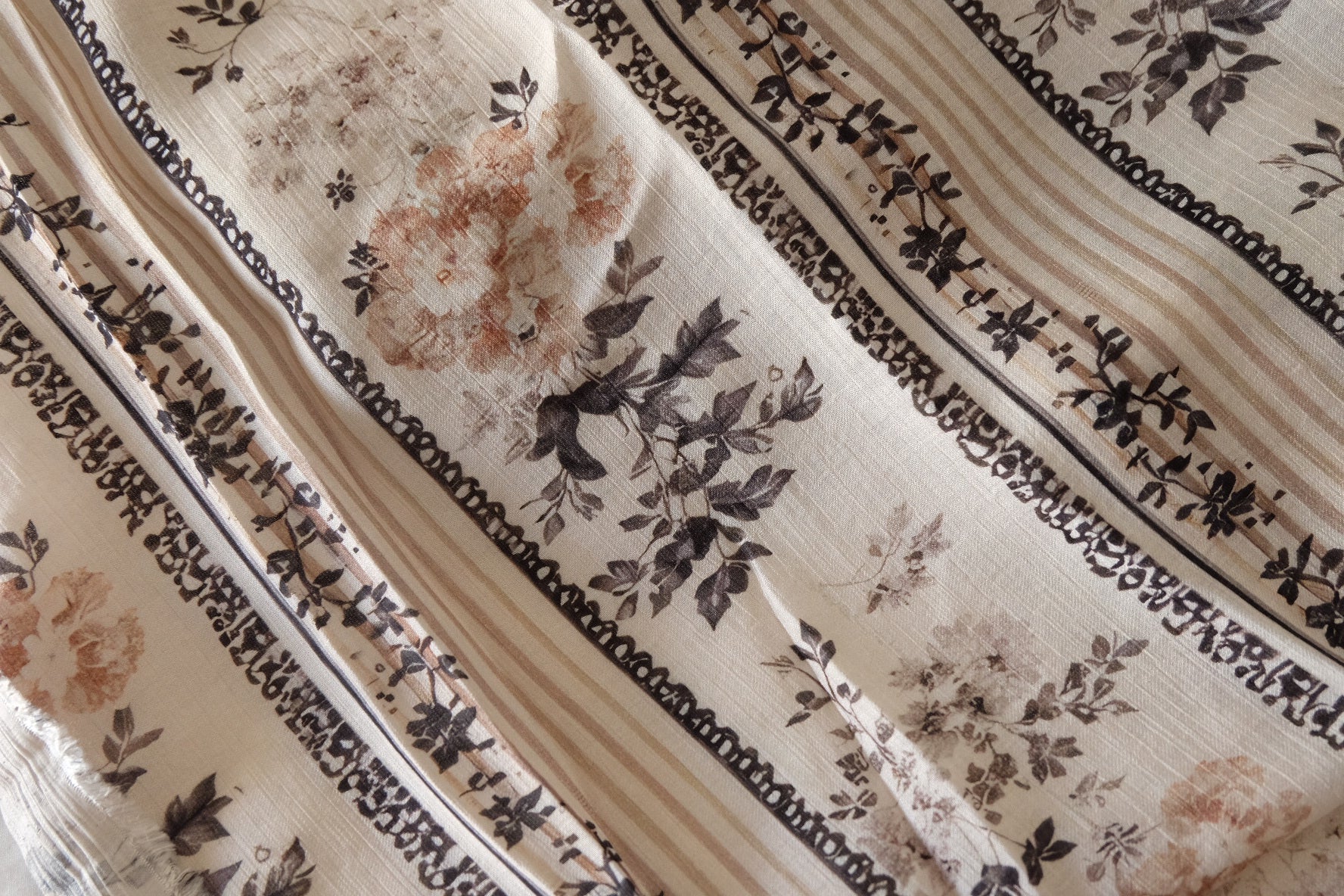 Vintage Floral Stripe Tencel Fabric – 3.3 yd