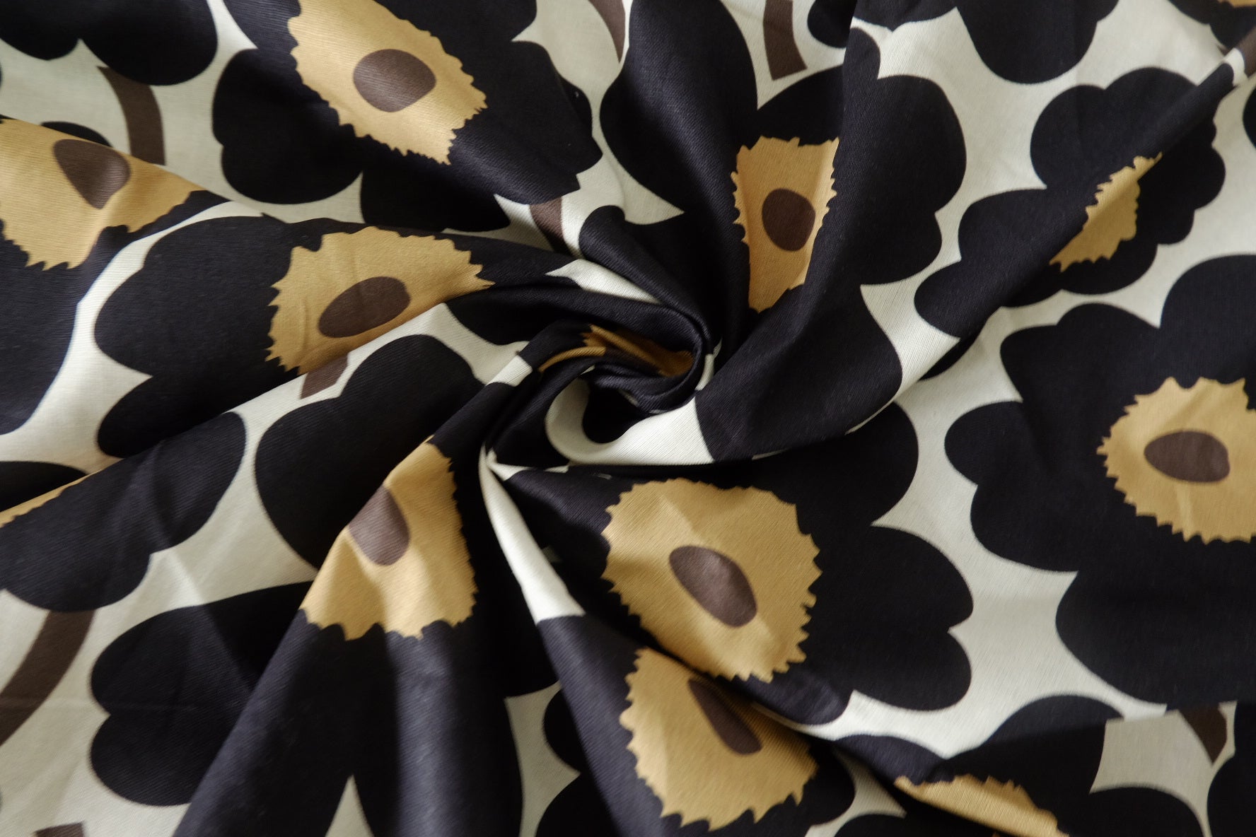 Retro Black Floral Cotton Fabric - 1.6 yd