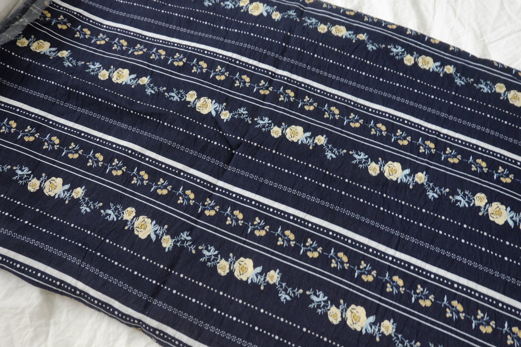 Floral Stripe Tencel Linen Blend Fabric – Soft Drapey Dress Fabric (1.97 yards)