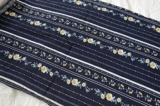 Floral Stripe Tencel Linen Blend Fabric – Soft Drapey Dress Fabric (1.97 yards)