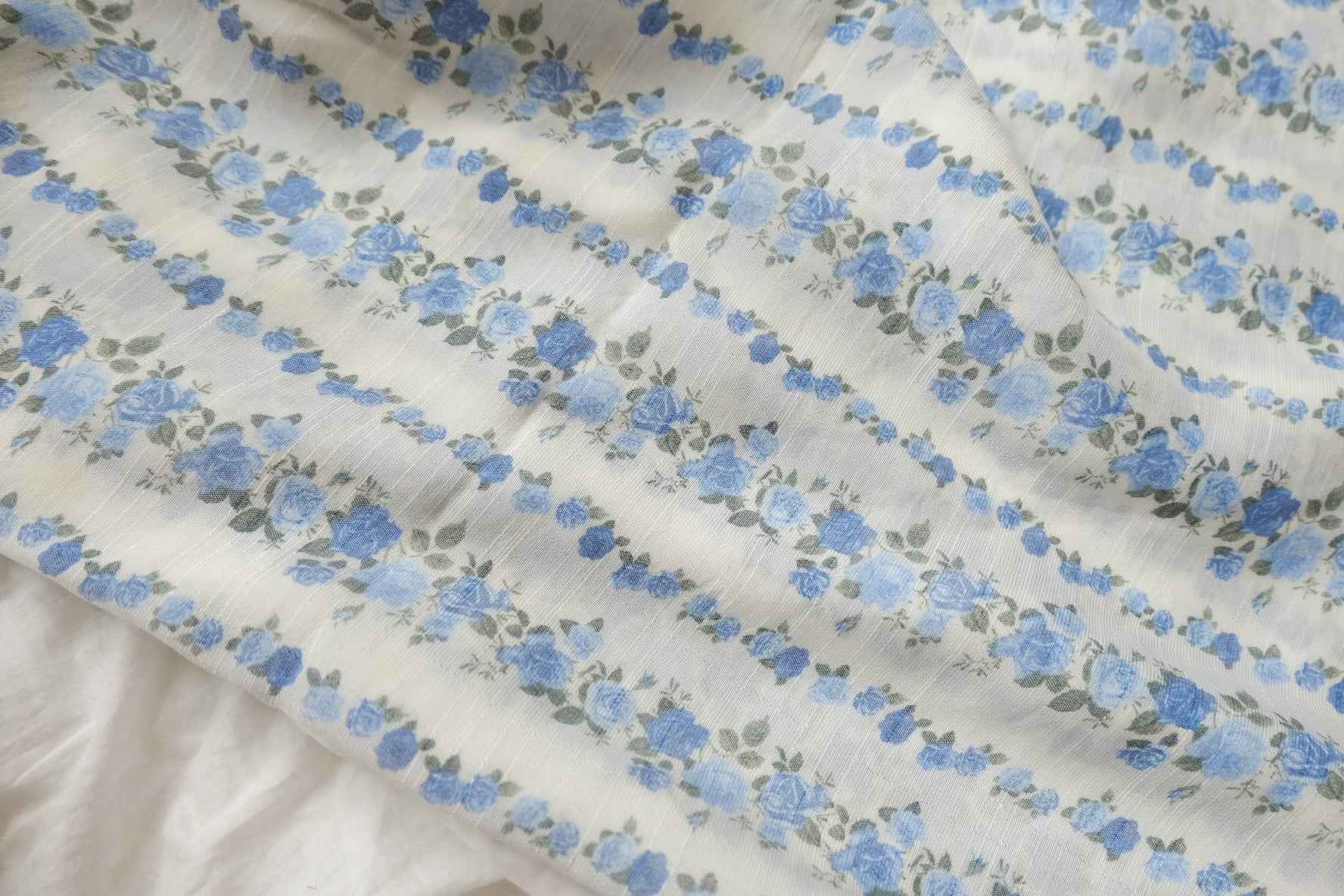 Blue Floral Tencel Linen Blend — 1.64 yd Piece