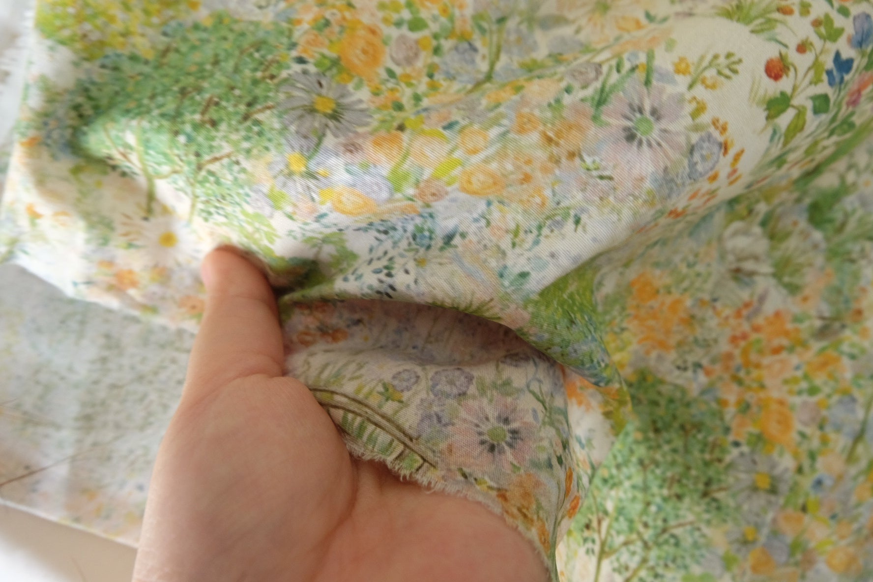 Watercolor Garden Cotton Poplin Fabric – 2.2 yd