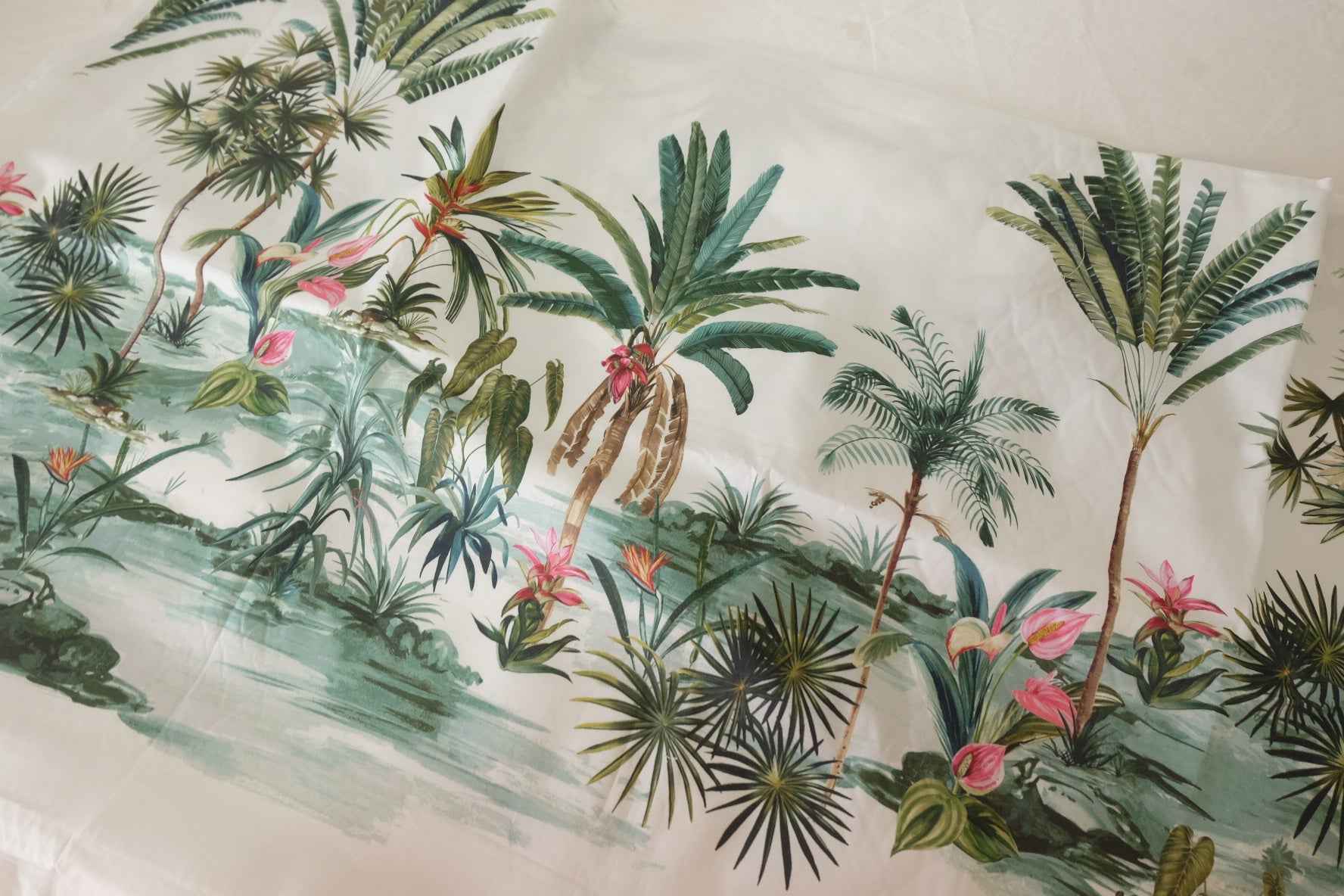 Tropical Palm Border Cotton Poplin Fabric – 2.2 yd