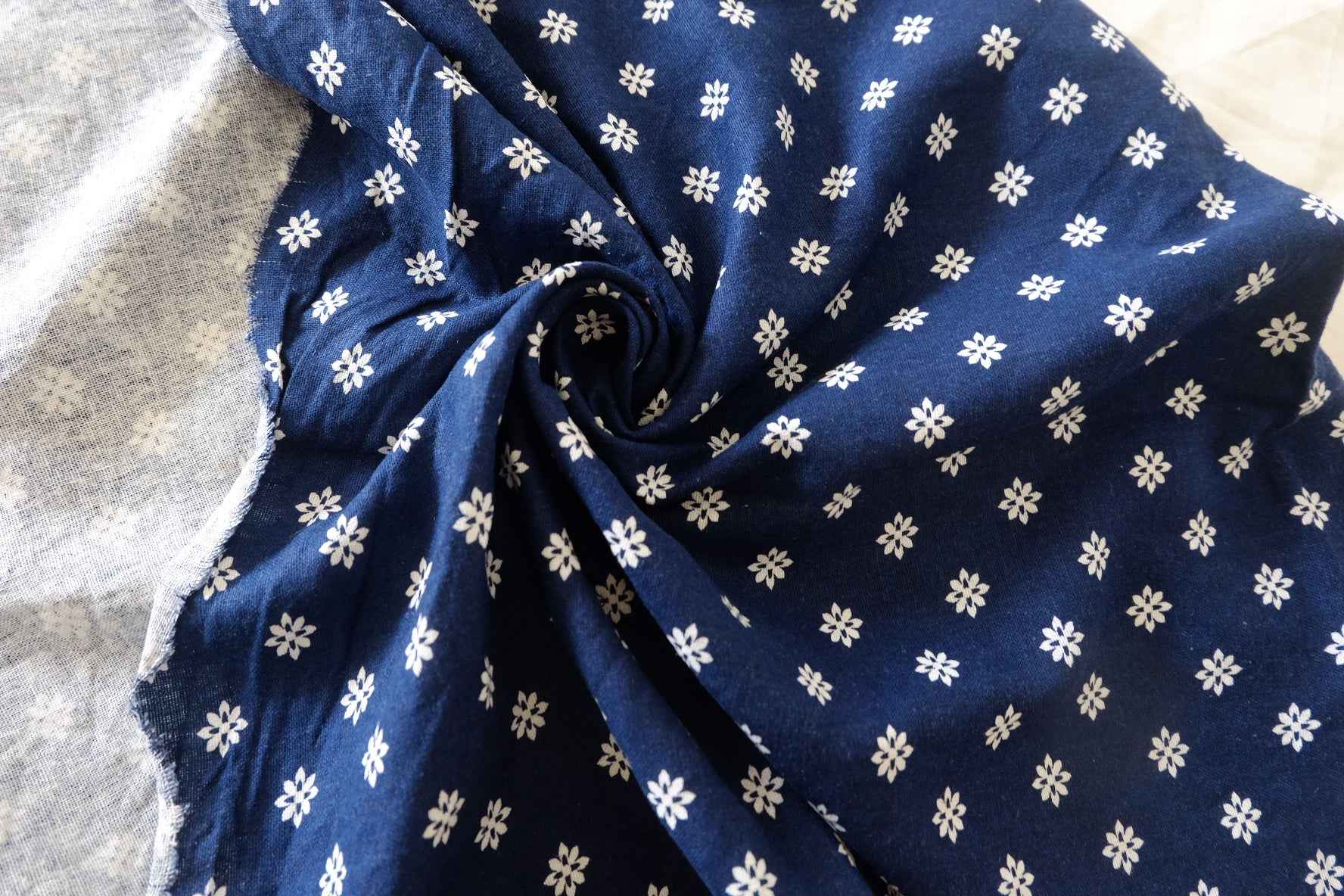 Indigo Daisy Cotton Linen – 1.86 yd