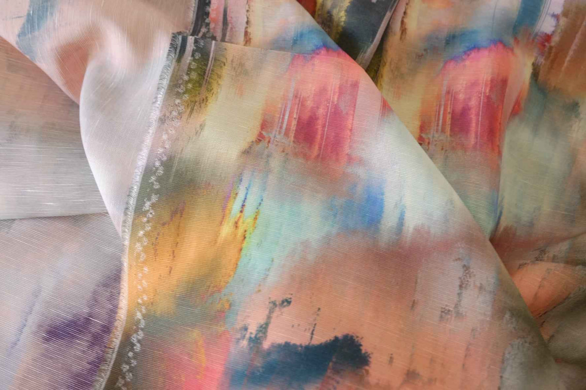 Abstract Painter's Palette Cupro Ramie Blend Fabric – 2.2 yd