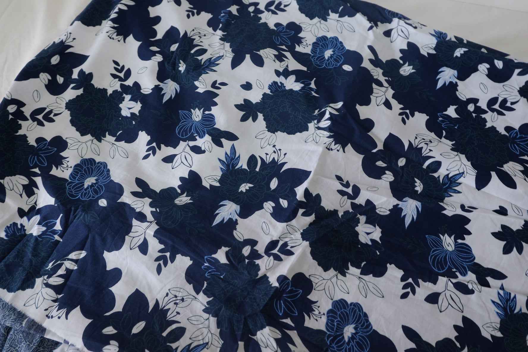 Midnight Blue Floral Cotton Fabric — Slightly Imperfect – 3.3 yd
