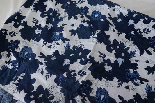 Midnight Blue Floral Cotton Fabric — Slightly Imperfect – 3.3 yd