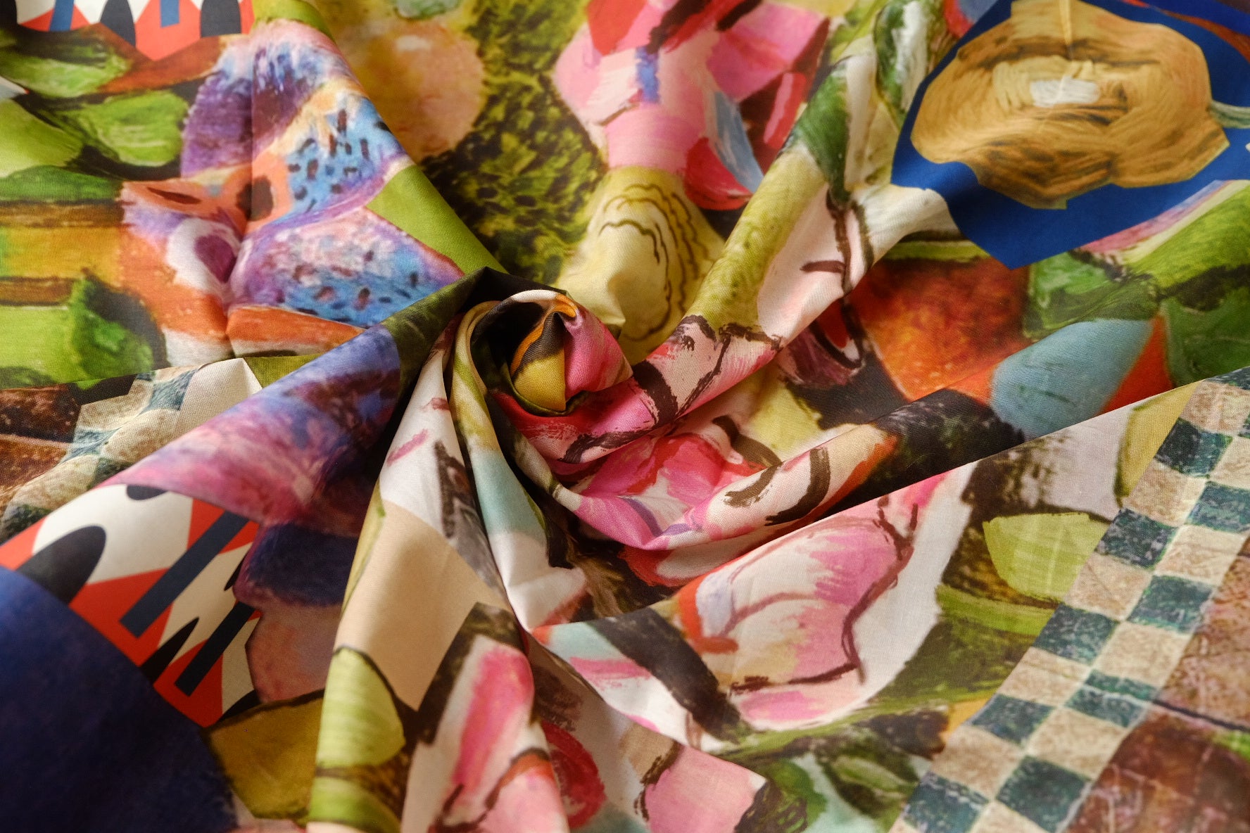 Designer Collage Print 80s Cotton Poplin Fabric 2.2 Yards
