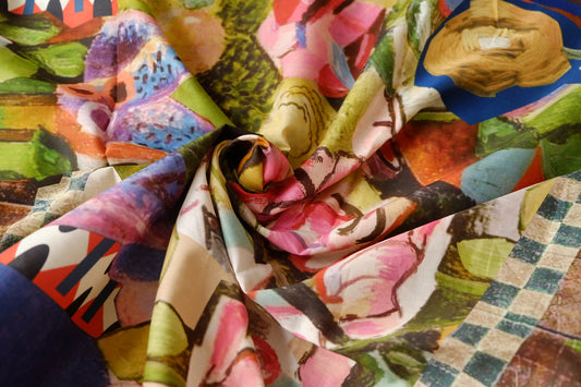 Designer Collage Print 80s Cotton Poplin Fabric 2.2 Yards