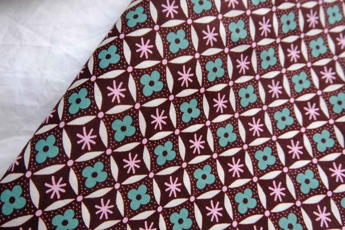 Retro Tile Floral Cotton Poplin — 2.2 yd