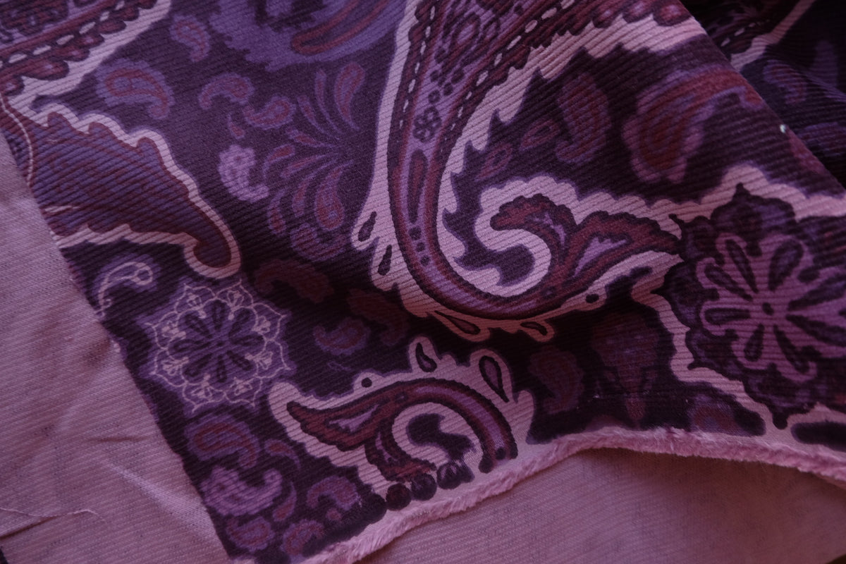 Plum Paisley Floral Cotton Corduroy – 2.19 yd