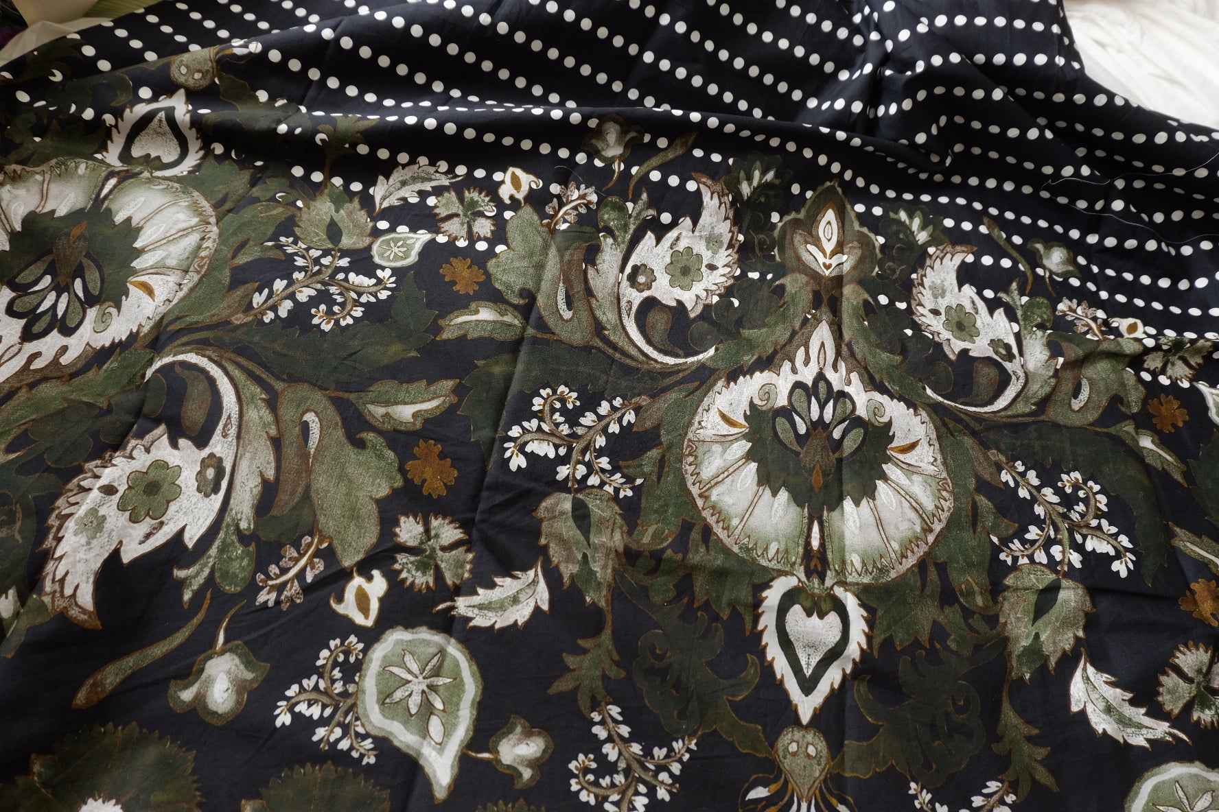 Black Border Print Cotton Poplin Fabric - 2.19 yd