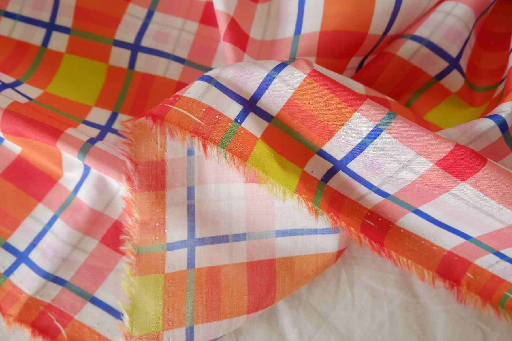 Bright Plaid 80s Cotton Poplin Fabric – 3.8 yd