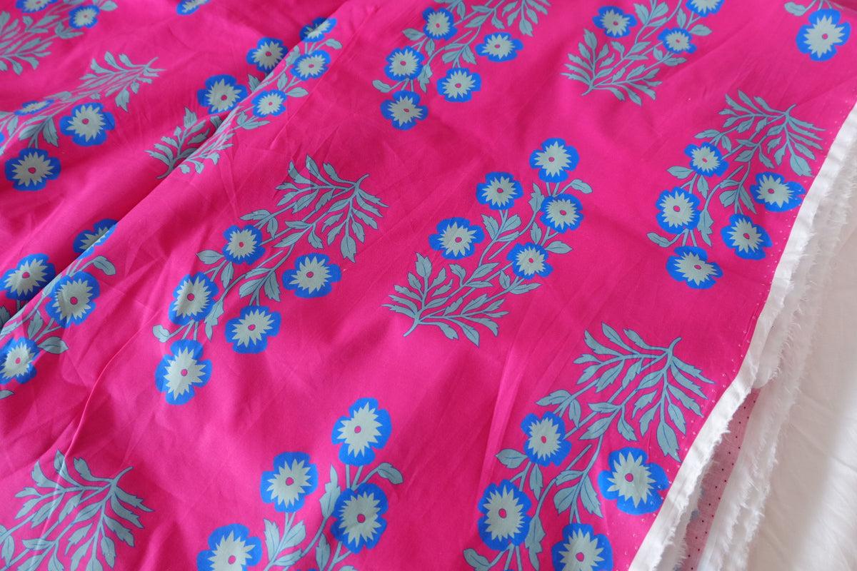 Pink Wildflower – High-Count Cotton Poplin Fabric – 2.73 yd