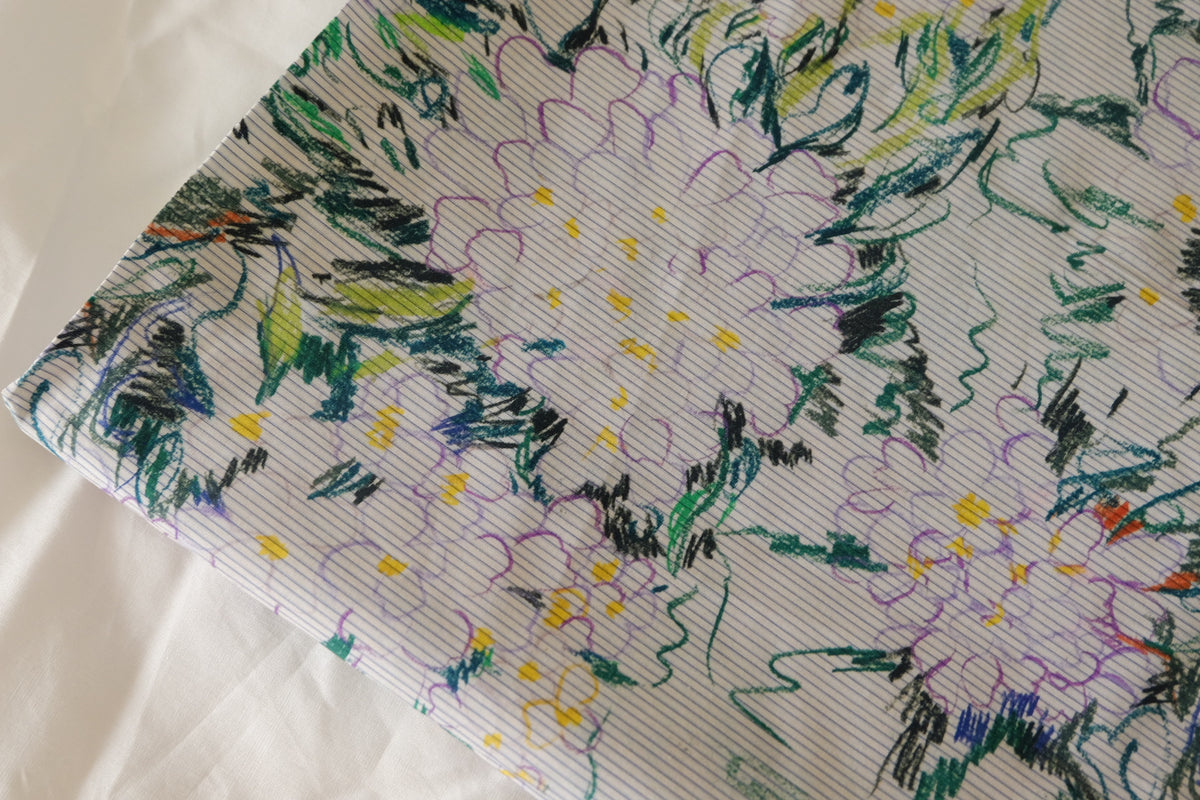 Designer Deadstock Sketch Floral Cotton Lawn – 2.2 yd