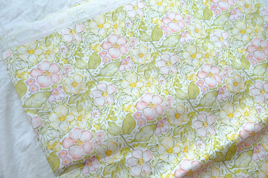 Pastel Garden Floral Dense Cotton Sateen — 1.64 yd