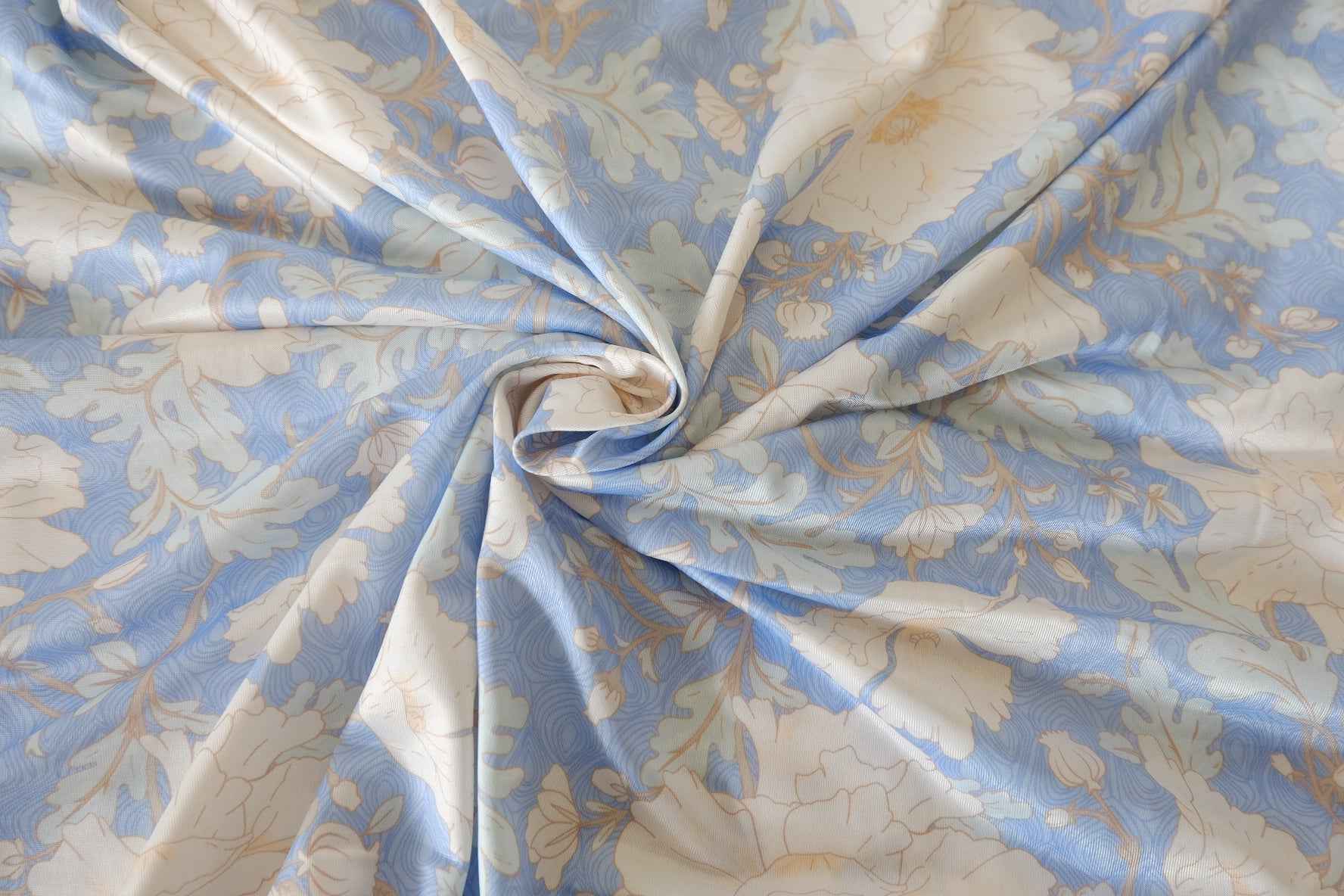 Powder Blue Floral Stretch Mesh – 2.19 yd