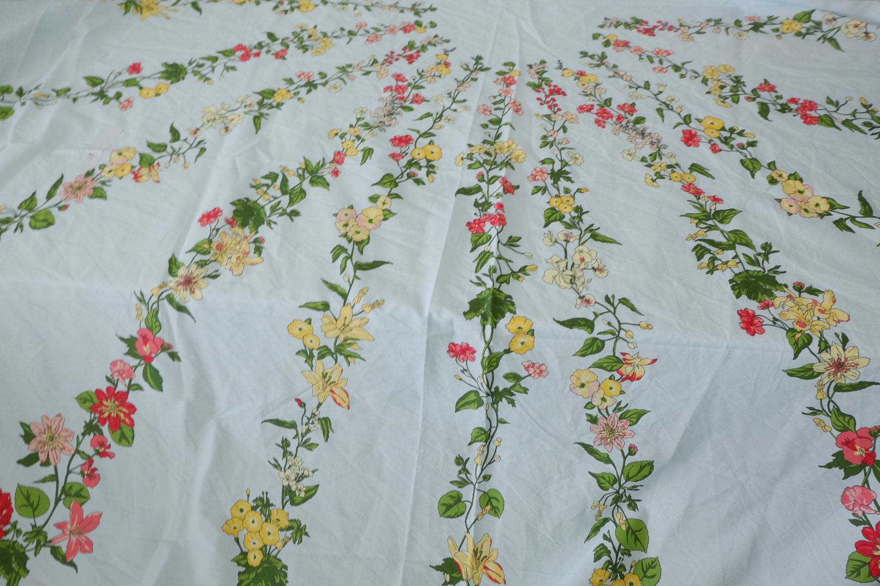 Floral Stripe Cotton Poplin Fabric - 2.2 yd