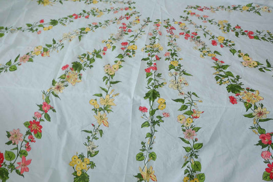 Floral Stripe Cotton Poplin Fabric - 2.2 yd
