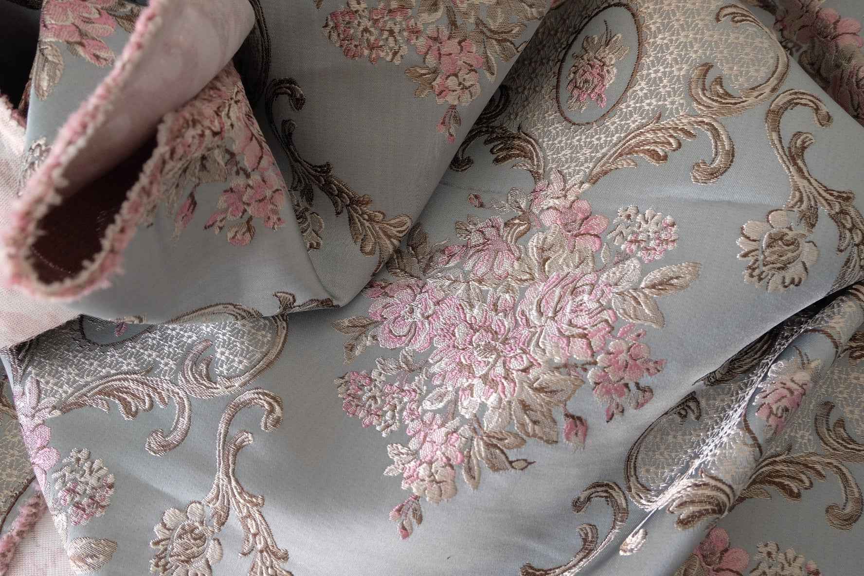 Rococo Floral Brocade Fabric with Backing – 2.2 yd