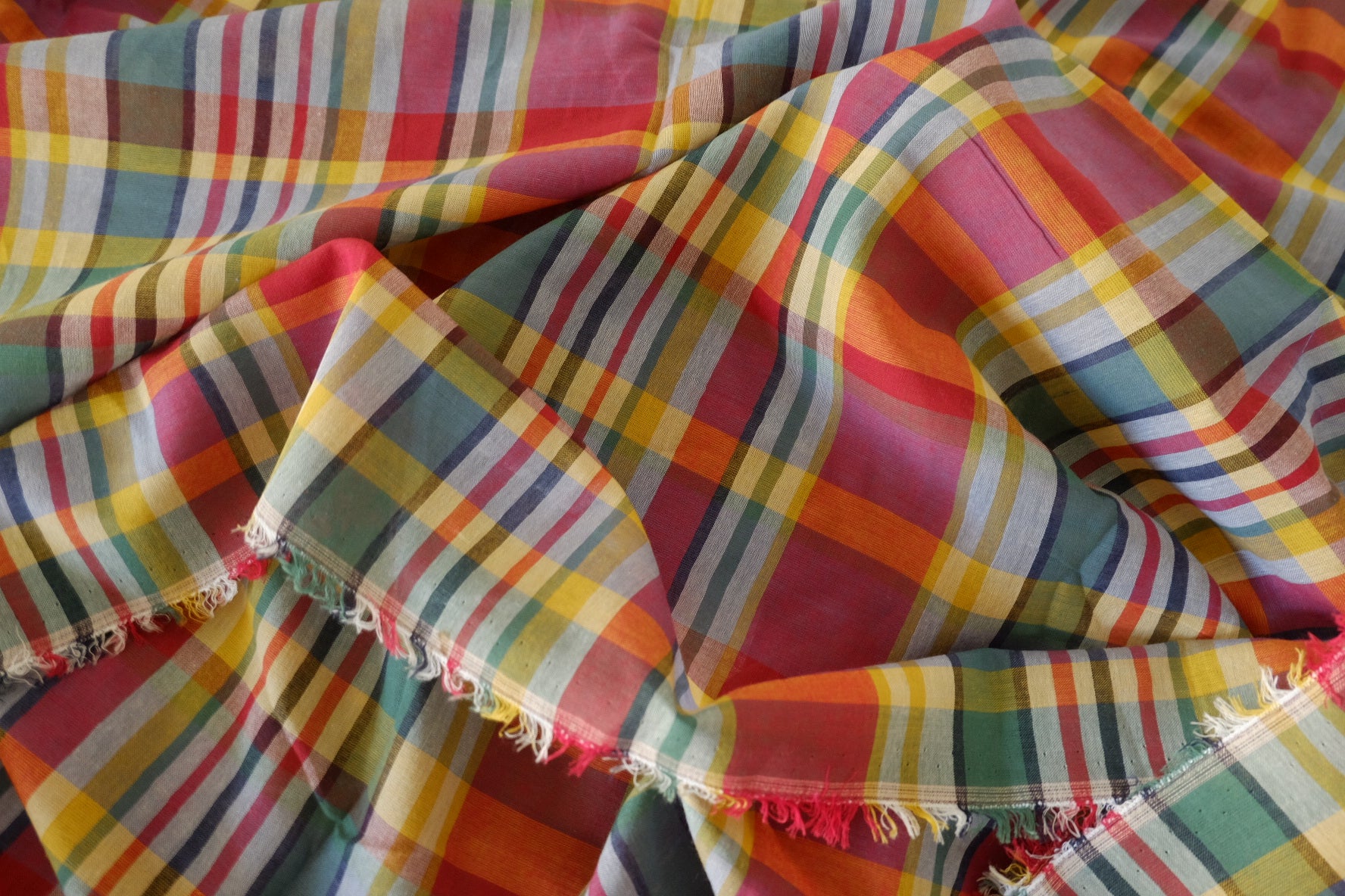 Colorful Yarn-Dyed Cotton Plaid Fabric – 3.3 yd