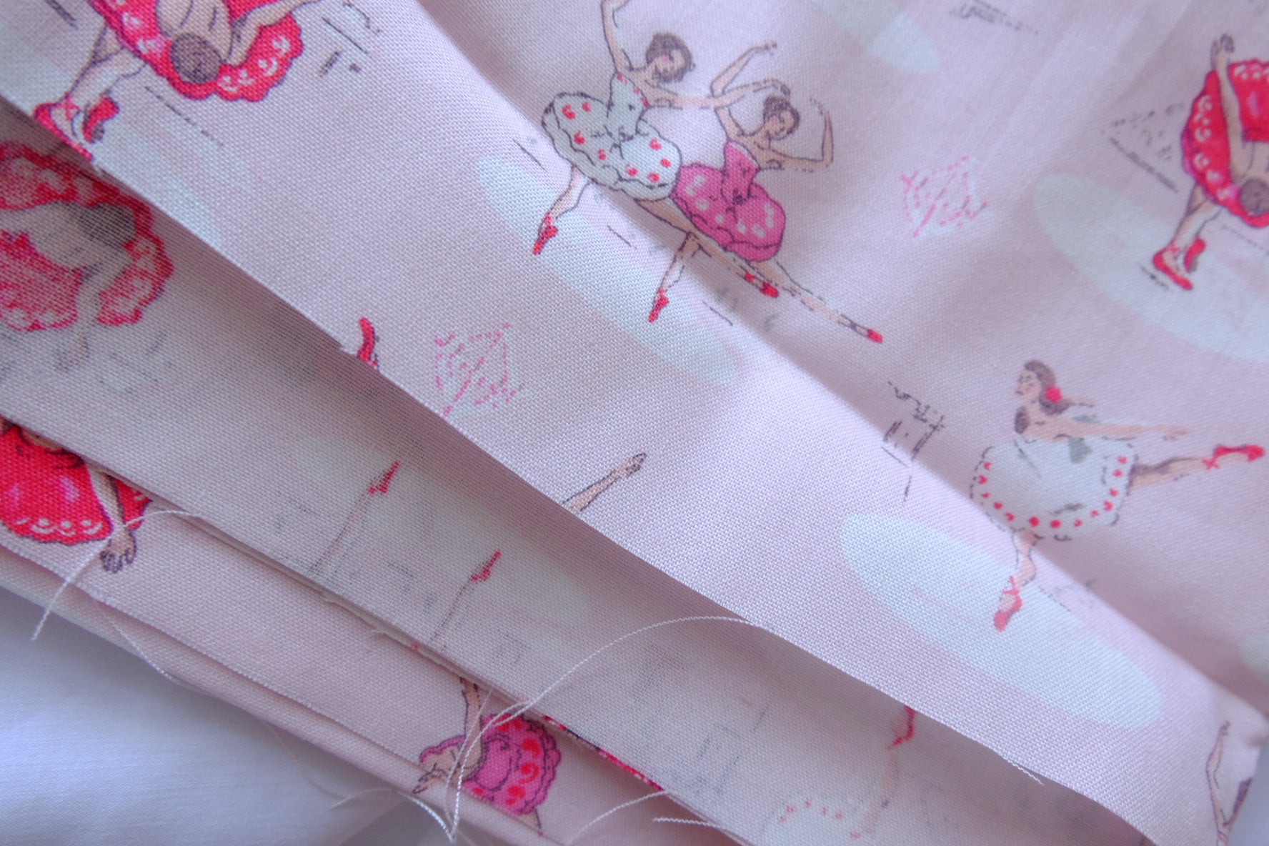 Pink Ballet Dancer Cotton Fabric - 2.19 yd