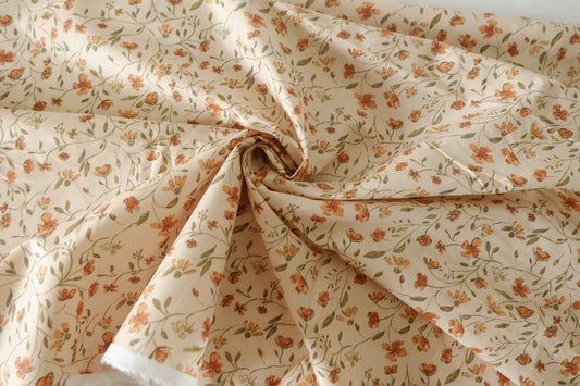 Tiny Orange Floral Cotton Poplin Fabric – 3.3 yd