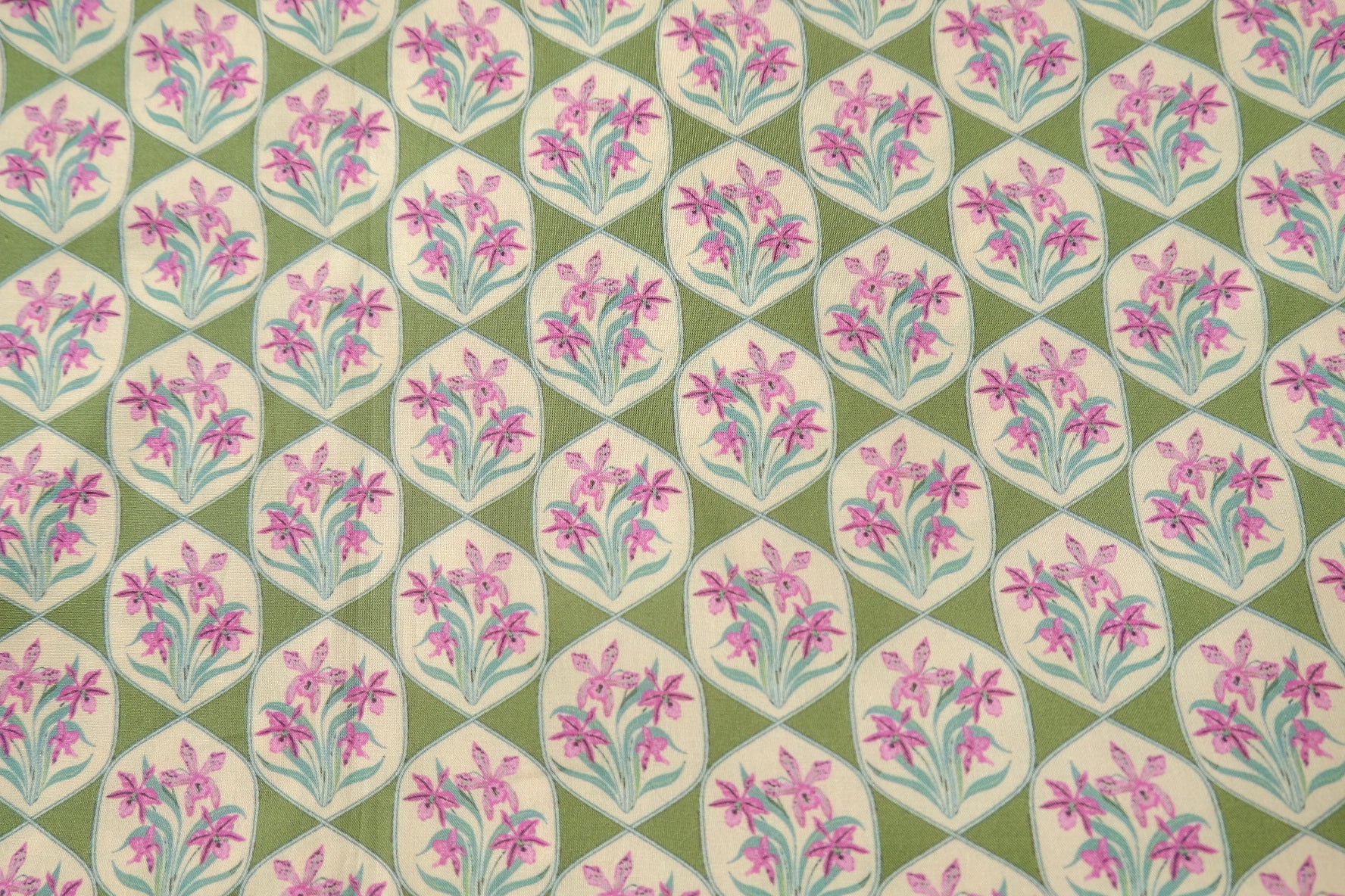 Vintage Floral Tile Cotton Poplin Fabric – Crisp 60s Cotton Shirting (3.28 yards)