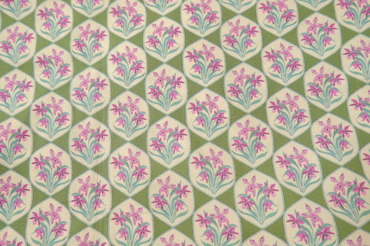 Vintage Floral Tile Cotton Poplin Fabric – Crisp 60s Cotton Shirting (3.28 yards)
