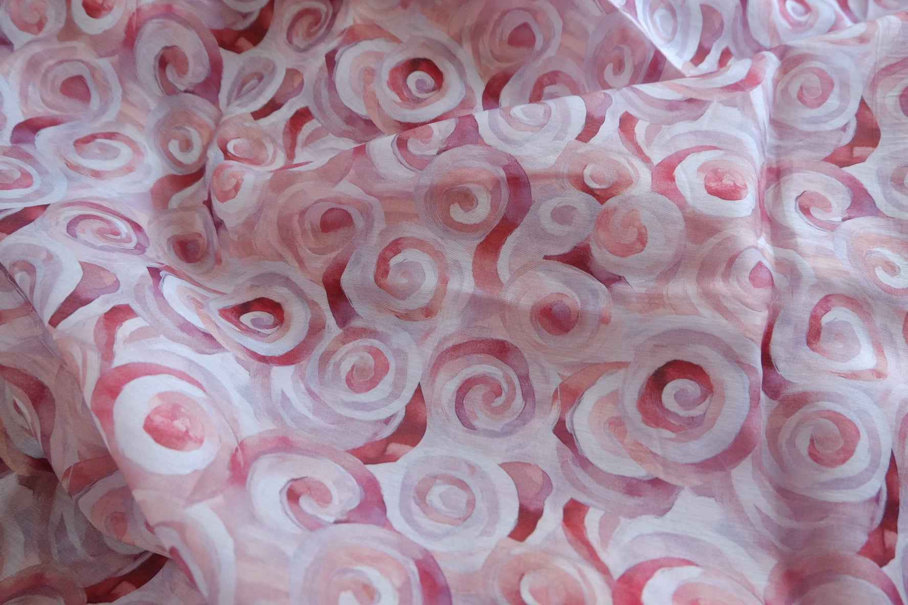 Pink Swirl Tencel Linen Sheer Fabric - 2.73 yd