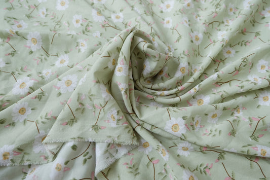 Mint Daisy Heavy Chiffon Fabric for Dresses and Skirts 2.4 Yards