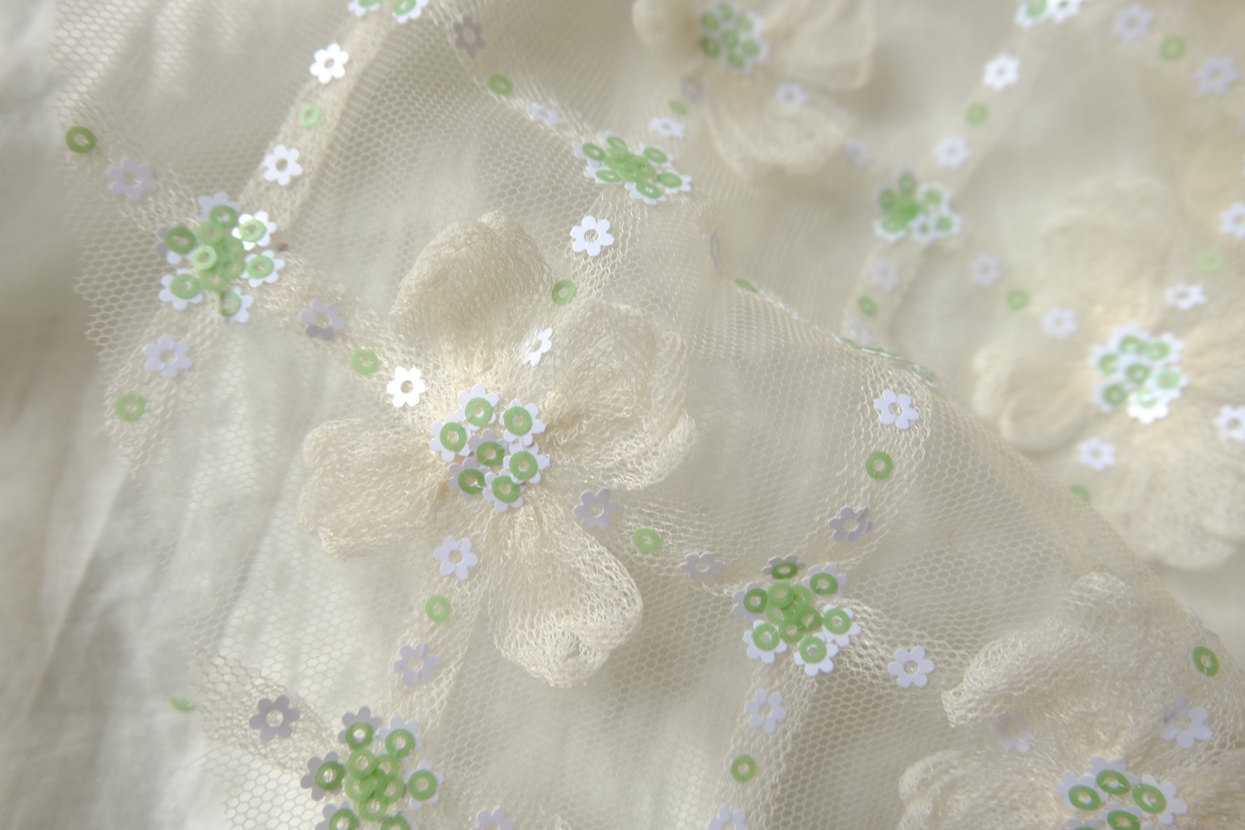 3D Floral Sequin Embroidered Tulle — 1.64 yd