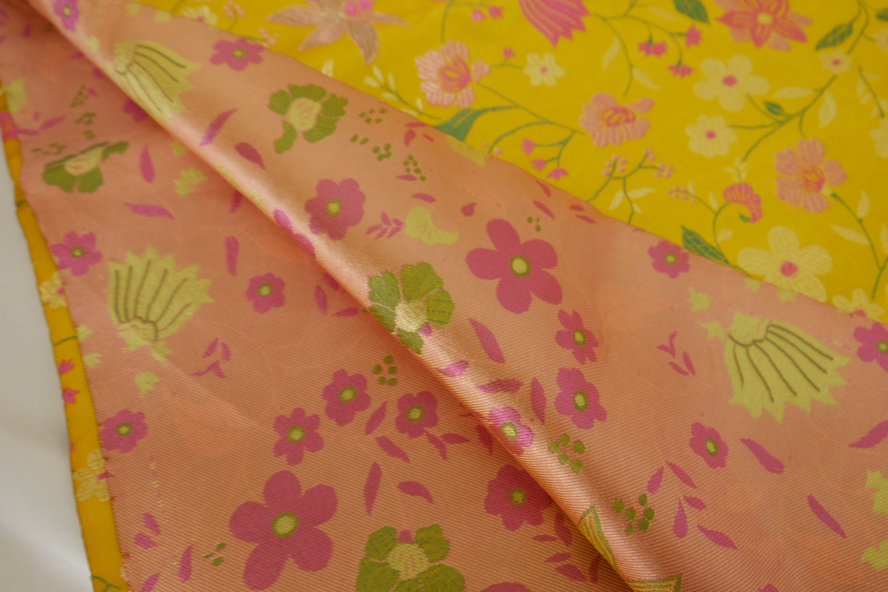 Golden Floral Jacquard Brocade Fabric – 2 yd
