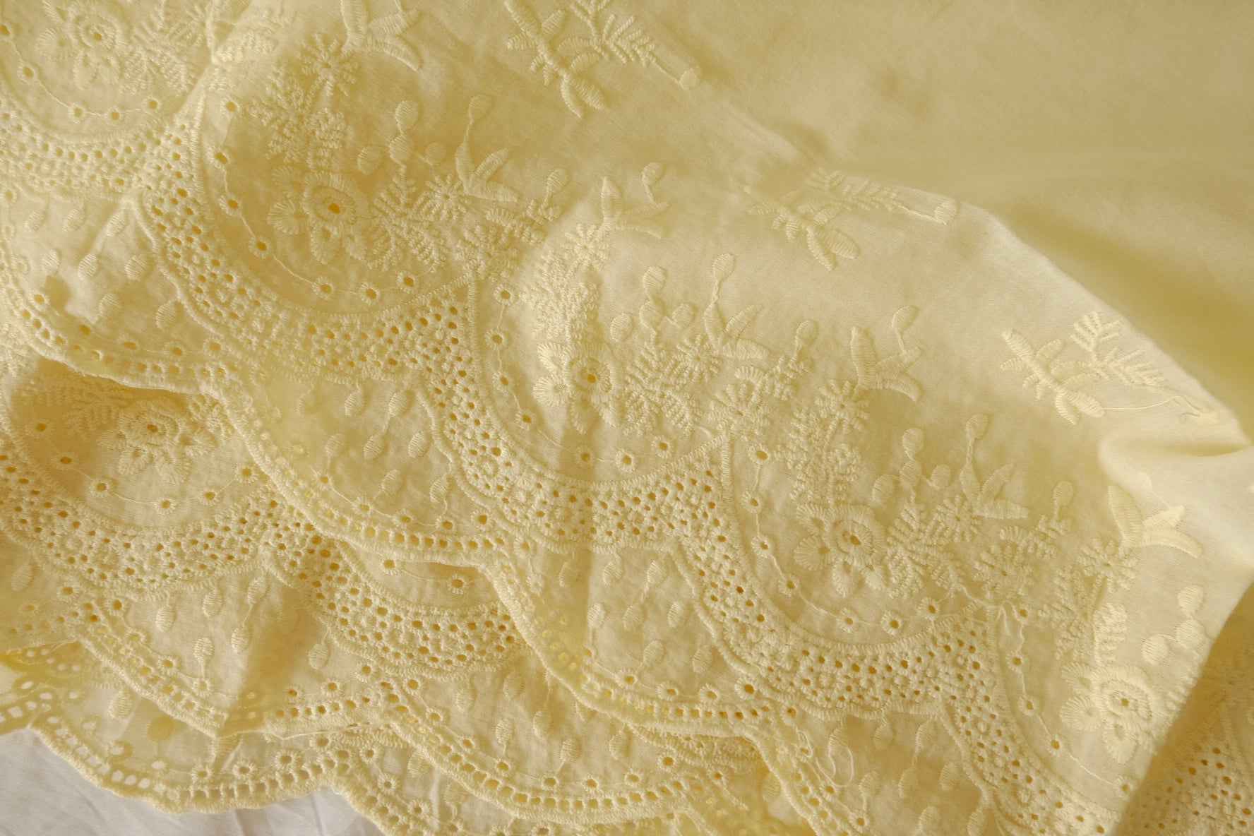Butter Yellow Embroidered Border Cotton — 2.19 yd