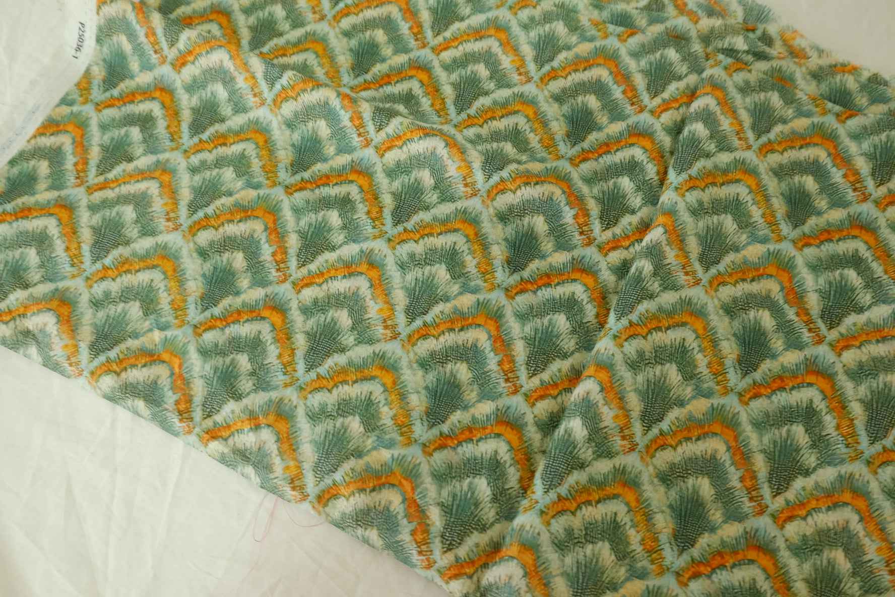Green Art Deco Cotton Lawn Fabric – 1.3 yd