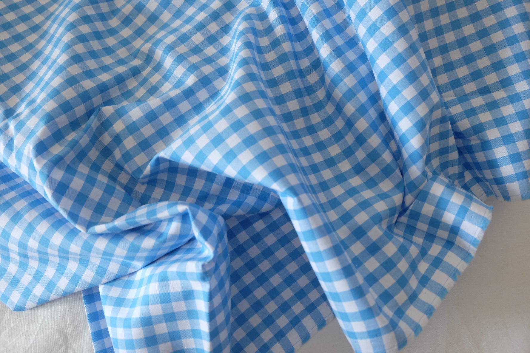 Premium Blue Gingham Woven Cotton Fabric – High Density Cotton – 2.2 yd