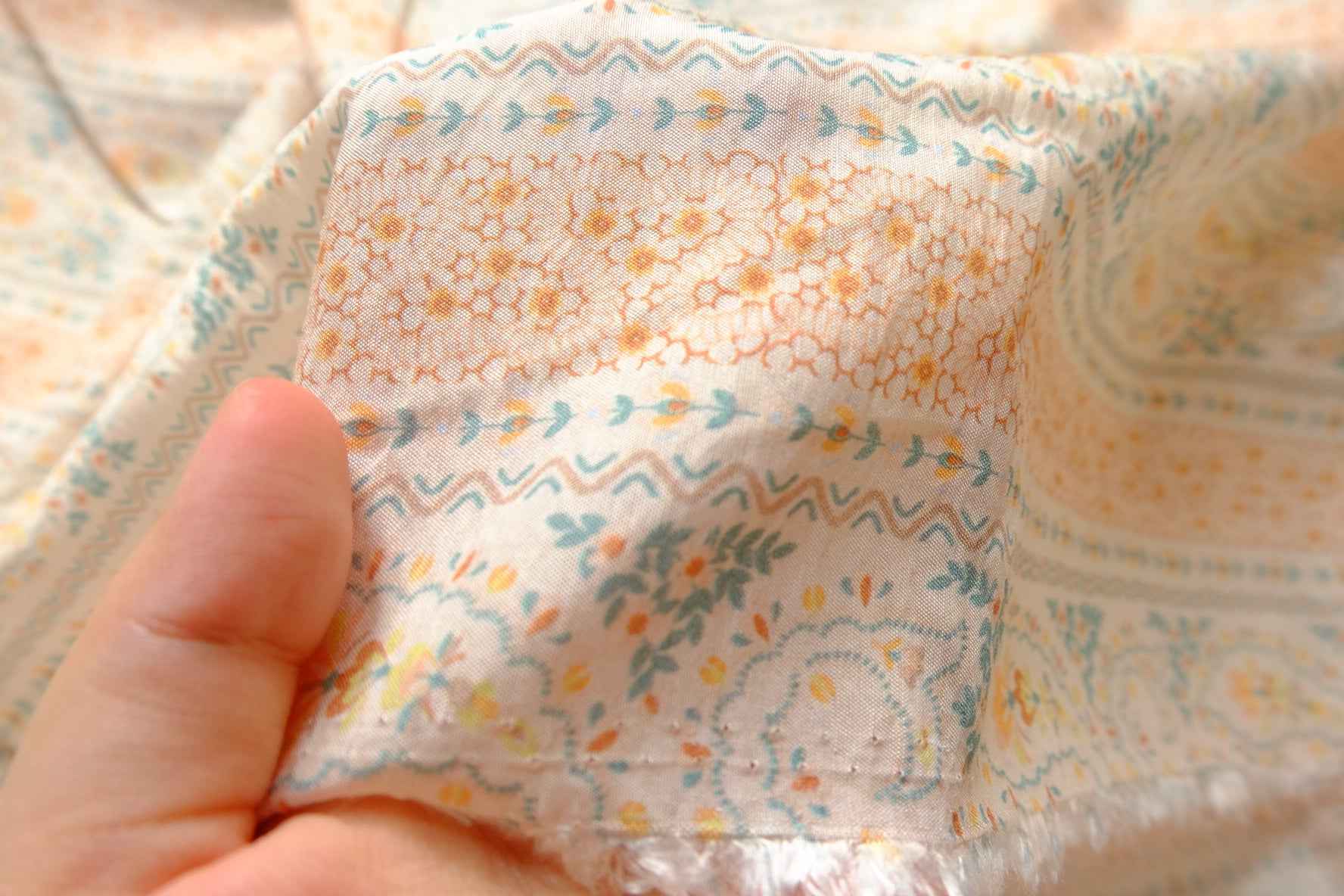 Pastel Paisley Stripe Tencel Cotton Fabric, Soft Textured Summer Dress Weight, 3.28 Yards