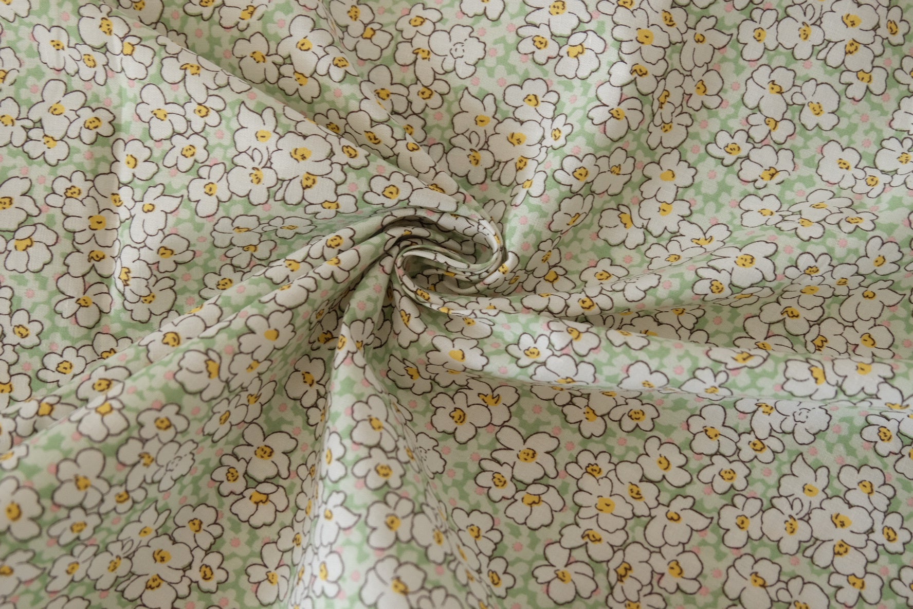 Soft Floral Cotton Lawn Fabric – Pink & Sage Green Options – 1.8 yd