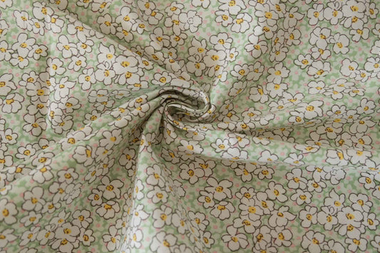Soft Floral Cotton Lawn Fabric – Pink & Sage Green Options – 1.8 yd