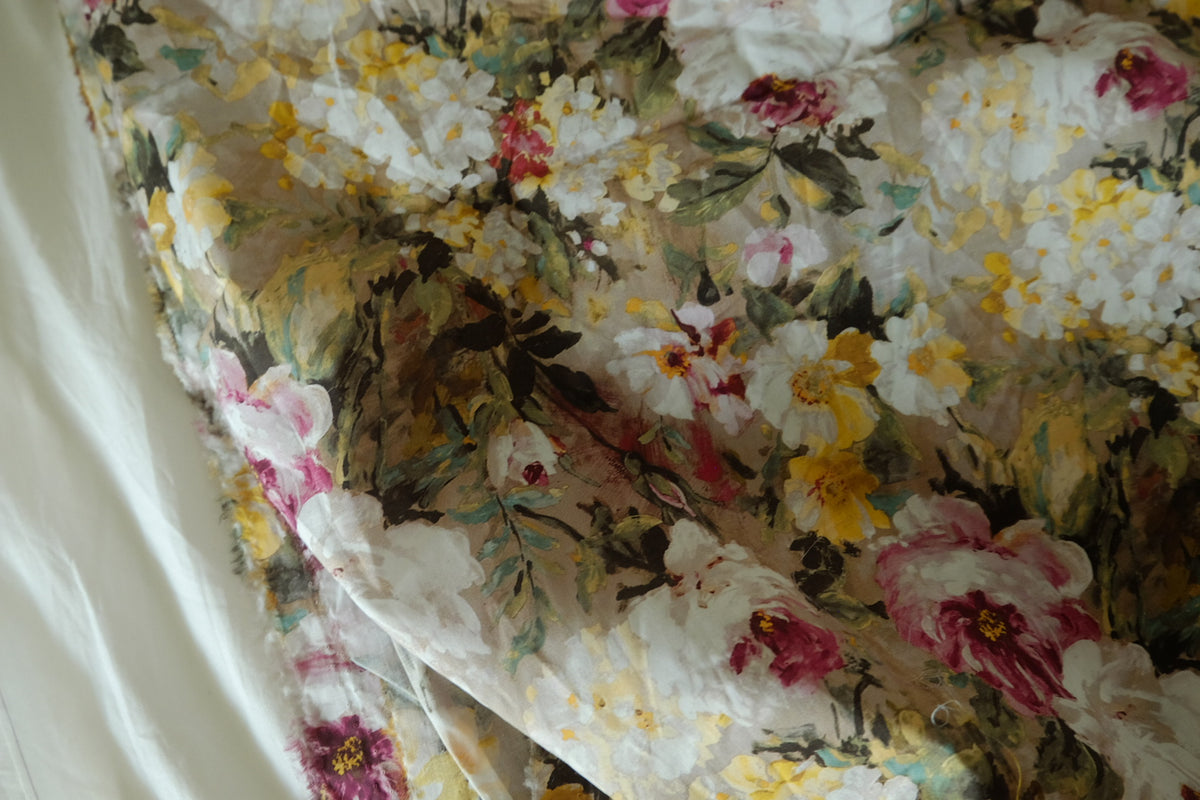 Vintage Oil Painting Garden – 60s Fine Cotton Poplin – 5 yd