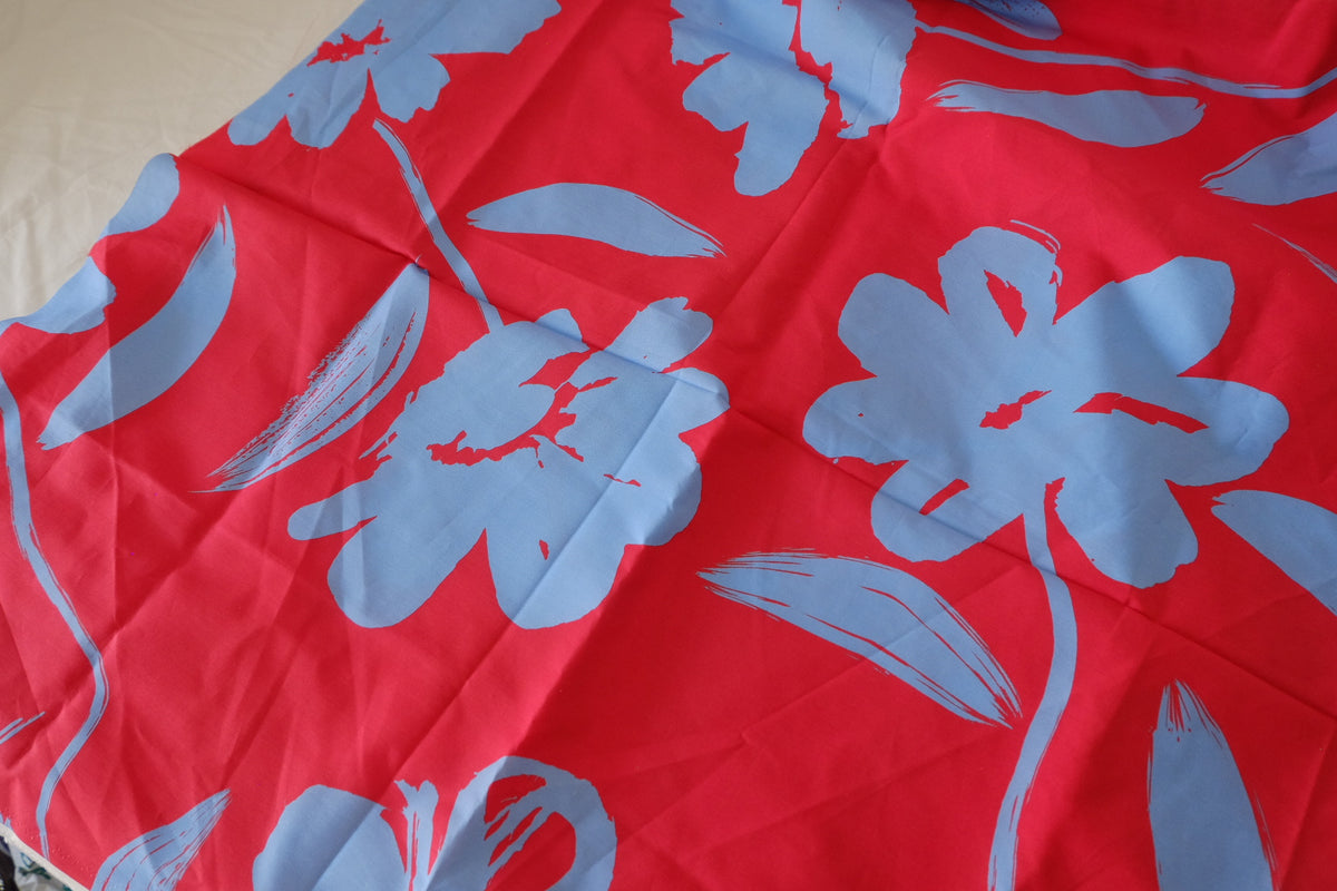 Scarlet & Periwinkle Abstract Cotton Poplin – 1.3 yd