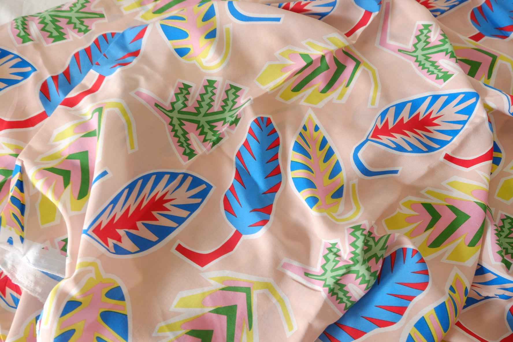 Colorful Tropical Leaf Lyocell Fabric – 2.2 yd