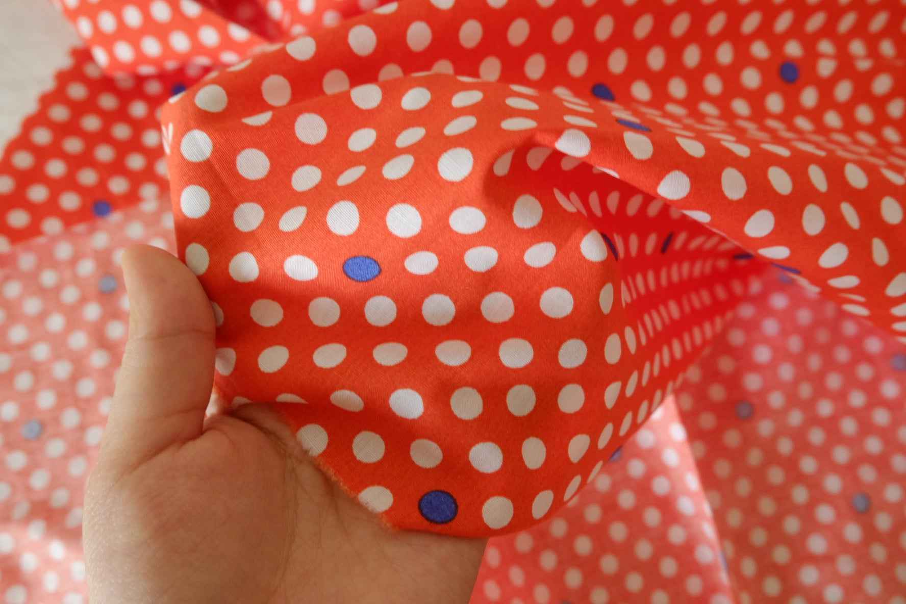 Red Polka Dot Cotton Cloth — 3.17 yd