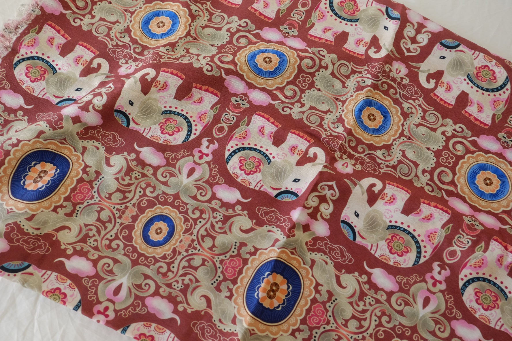 Elephant Print Tencel Linen Blend Fabric – 3.3 yd