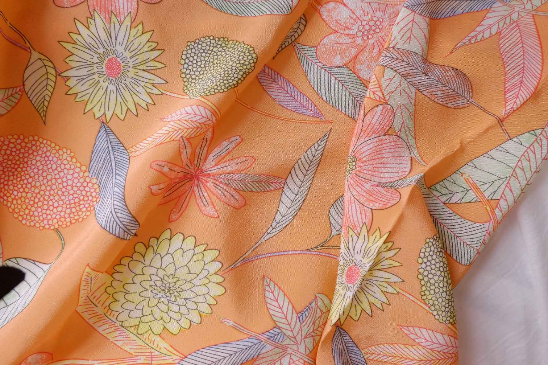 Peach Botanical Rayon Fabric, Lightweight Drapey Summer Dress Weight, 3.3Yards