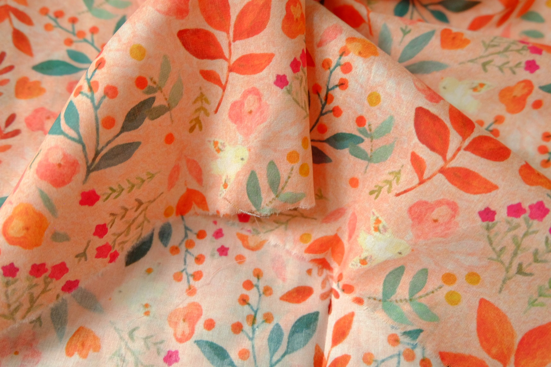 Peach Garden 80s Cotton Poplin Fabric 2.2 Yards